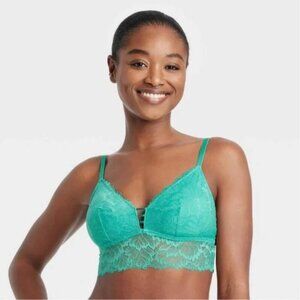 NEW Auden Longline Lace Bralette - Green